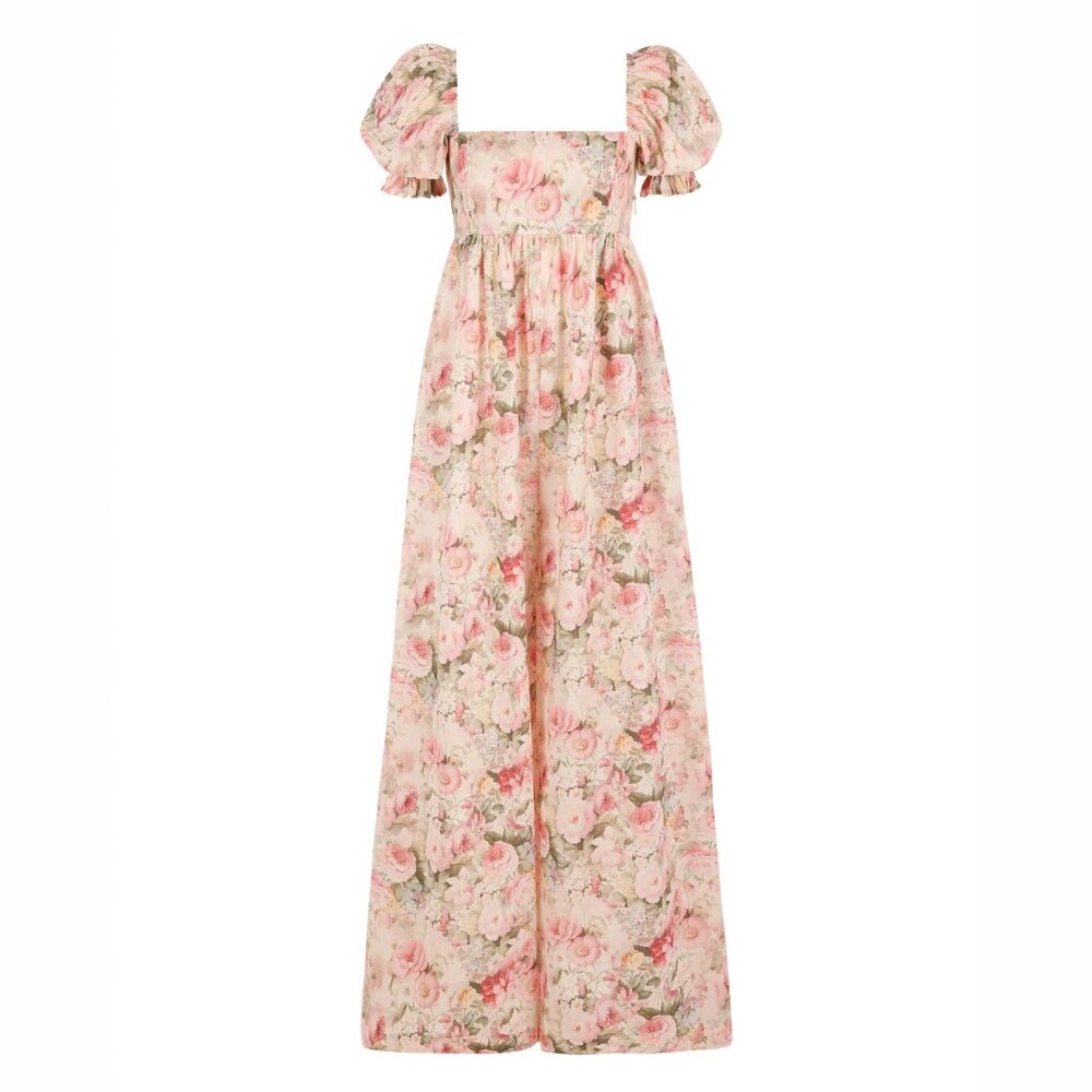 Selkie Romantic Floral Jumpsuit in Pink and Cream